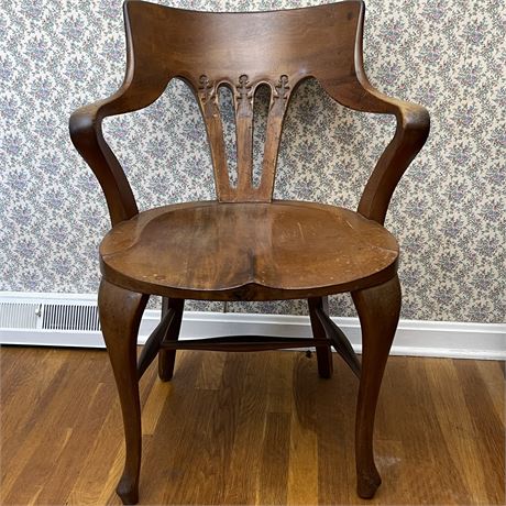 Antique Victorian Oak Carved Arm Chair
