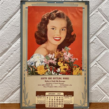 1957 Shirley Temple South Side Bottling Works Cardboard Calendar