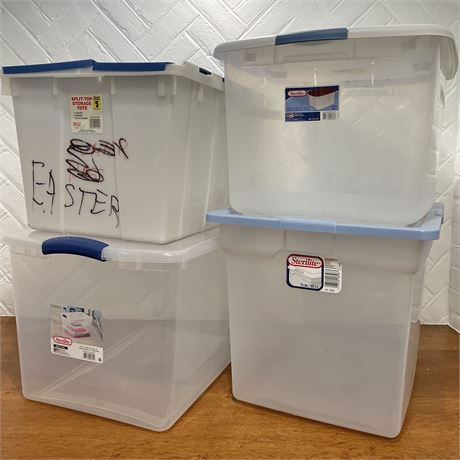 (4) Lidded Storage Bins