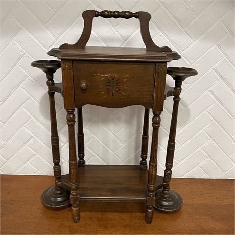 Antique Copper-Lined Humidor Smoking Cabinet w/ Removable 22 1/2" Ashtrays