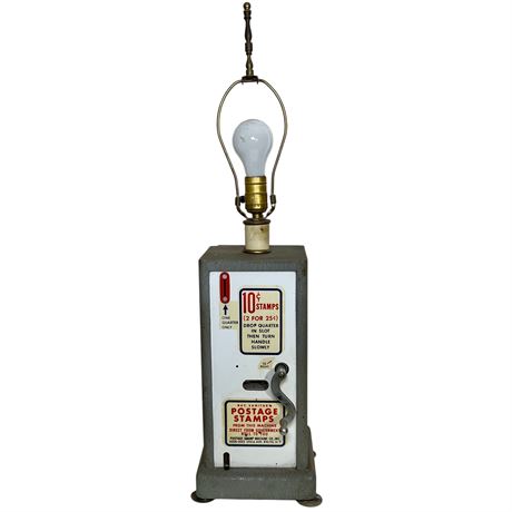 Vtg Postage Stamp Machine Repurposed Table Lamp