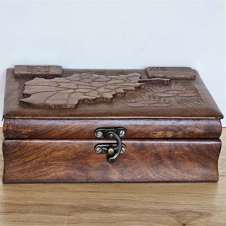 Handcarved Wooden Trinket Box