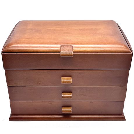 Jewelry Box w/ Hinged Lid and 3 Drawers