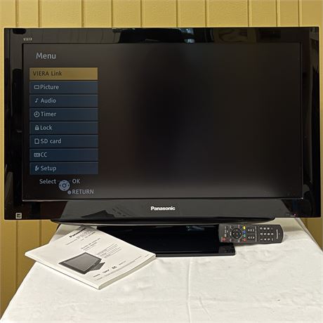 Panasonic 37” Viera LCD TV TC-37LZ85 on Stand w/ Remote & Manual