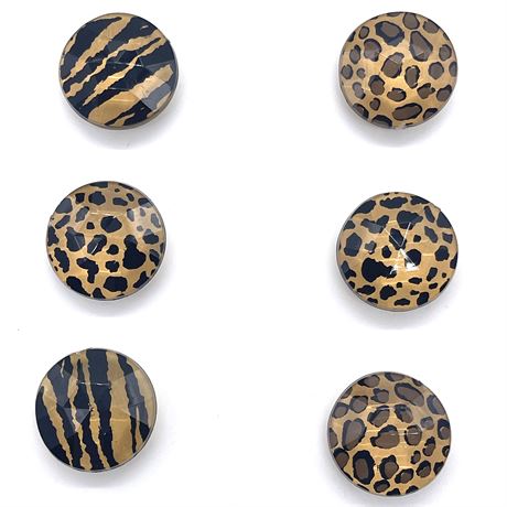 Half Dozen Vintage Nony Tiger and Leopard Print Button Covers