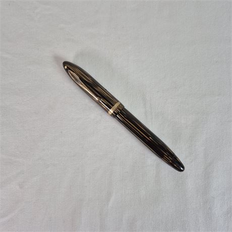 c1930s Sheaffer Balance “Lifetime” Fountain Pen Golden Brown Striated, 14K Nib