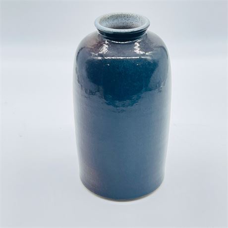 Studio Art Earthenware Pottery Glazed Bottle Vase Signed