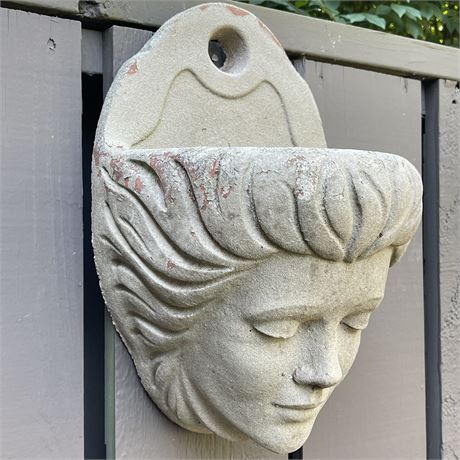 Vtg Henri Studio Terracotta Lady Head Wall Pocket Planter