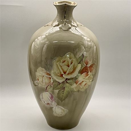 Antique 14" Royal Bonn Hand Painted Textured Vase