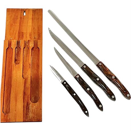 (4) Cutco Knives w/ Wood Knife Block
