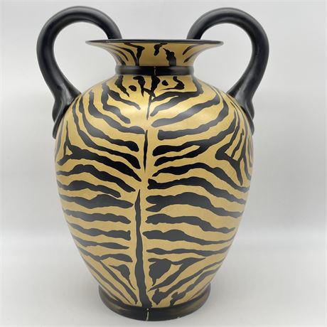 Tiger Print Double Handled Vase