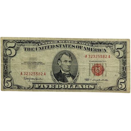 1963 $5 Red Seal Bank Note
