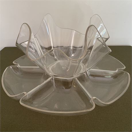 Vtg 2 pc. Salad Bar - Nesting Napkin Bown in Divided Compartment Serving Dish