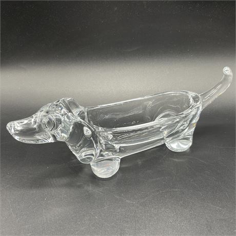 Mid Century Crystal Dachshund Trinket Dish