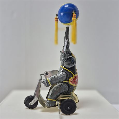 Vintage Wind Up Tin Blic Toy Circus Elephant - WORKS