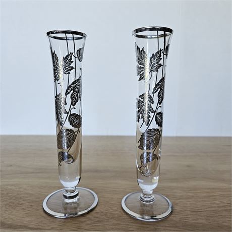 Sterling silver city overlay crystal budvases~set of 2
