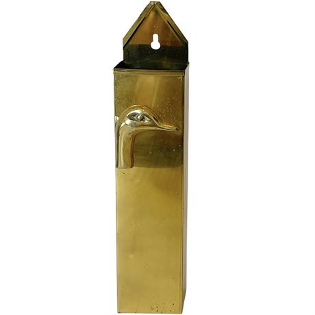Vtg Brass Duck Motif Wall Mounted Match Holder w/ Fireplace Matches