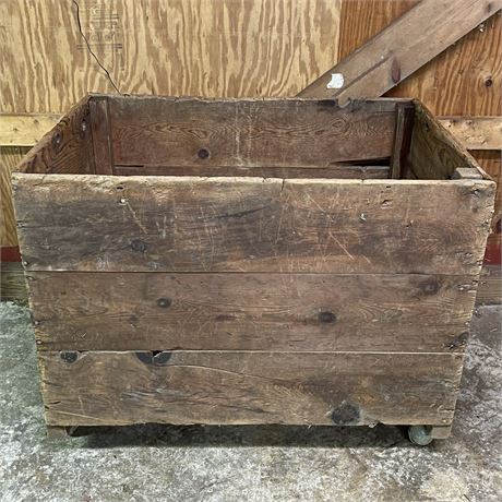 Rustic Old Wood Crate on Casters