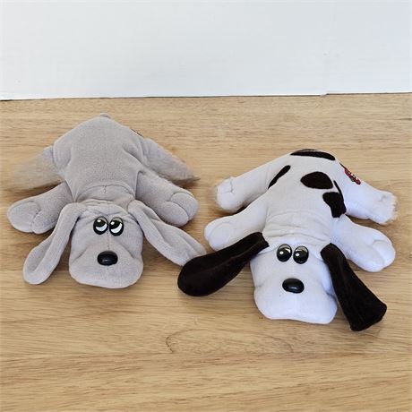 (2) Pound Puppies by Tonka 1985, Brown/White & All Gray