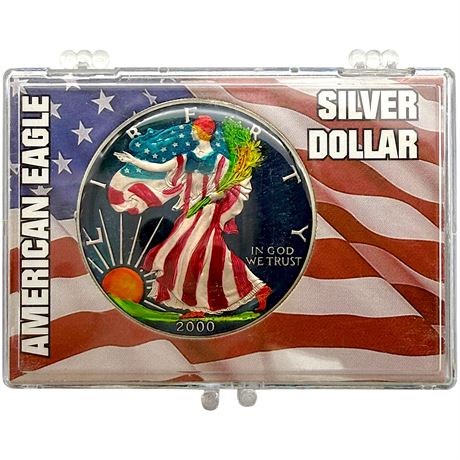 2000 Walking Liberty Silver Hand Painted One Dollar Coin