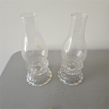2 Vintage Fostoria American Hurricane Candle Holder Base