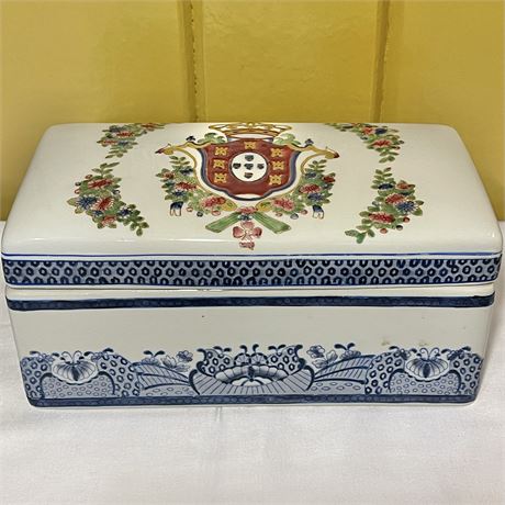Vtg Oriental Accent Porcelain Lidded Dish