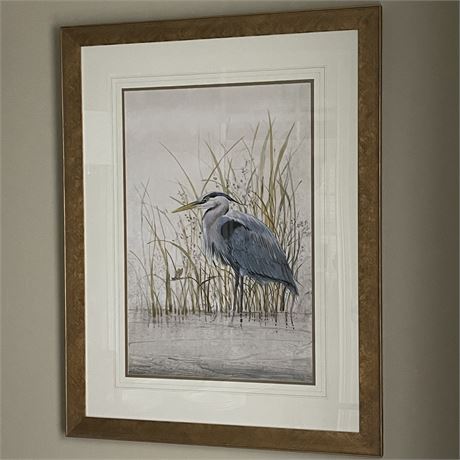 Blue Standing Heron Wall Print