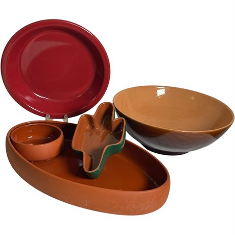 Pfaltzgraff Pie Dish, Terracotta Glazed Bortner & Bortner Chip n Dip Bowl & More