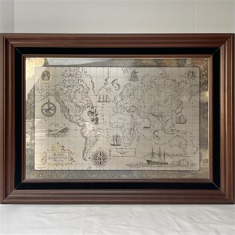 1976 Sterling Silver Franklin Mint Royal Geographical Society Map of the World