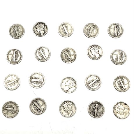 Collection of Mercury Liberty 1935 to 1945 Silver Dimes