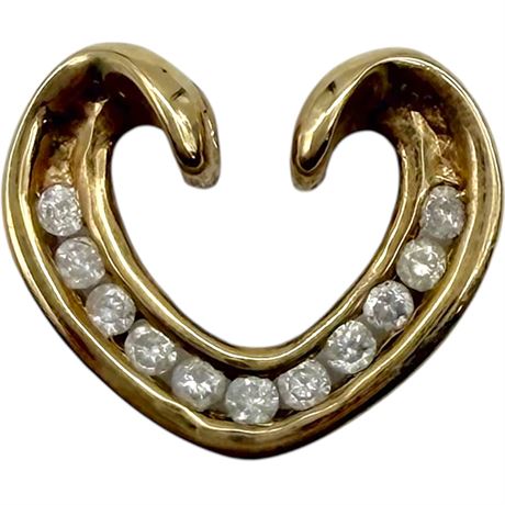 14K Yellow Gold & Diamond Heart Pendant