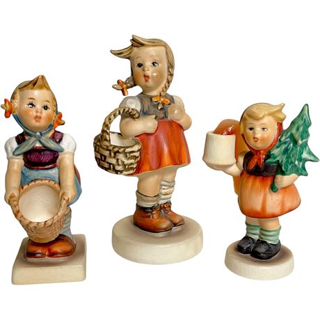 1960s Goebel Hummels "Little Shopper", "Little Helper" & "Fir Tree Girl"