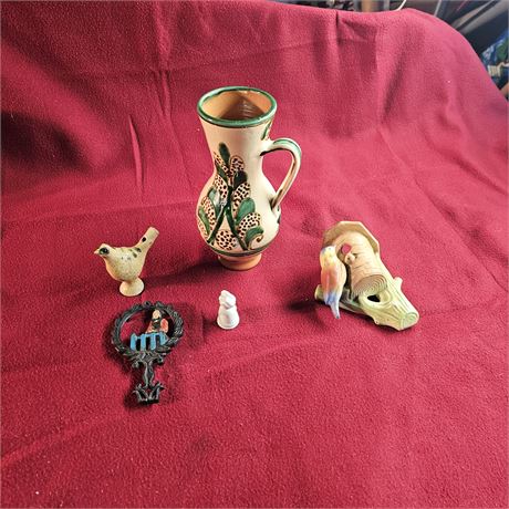 Vintage CZECH Pottery Wall Pocket Colorful