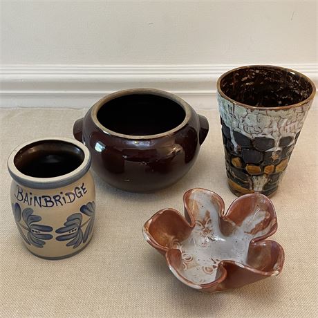 Grouping of Pottery with "Bainbridge" Crock (all signed)