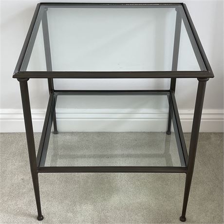 Crate & Barrel Pia Two-Tier Glass Top Side Table