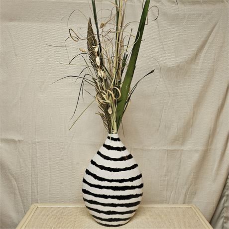 Decorative Zebra Patterned Vase w/Dried Foliage