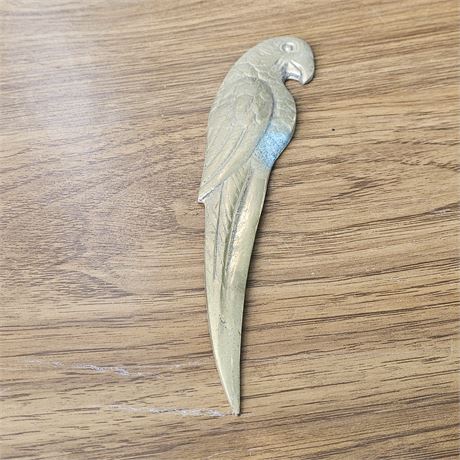 Vintage Brass Letter Opener, 1970's Brass Parrot Letter Opener, Solid Brass,