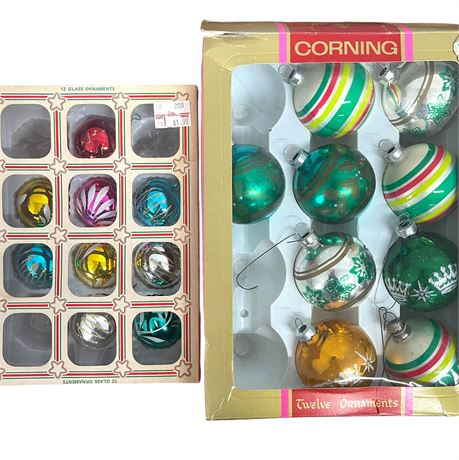 Vtg Glass Multi-Colored Ornaments - 18 Count