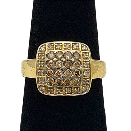 14K Yellow Gold Two-Toned Diamond CNA Thailand Ring Size 6.75