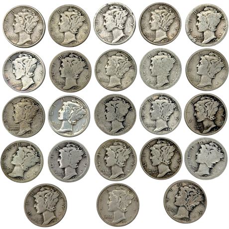 (23) Mercury 90% Silver Dimes