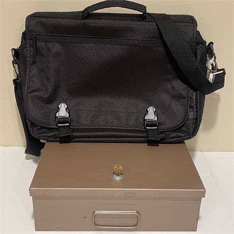 Fire Retardant Metal Locking Money Box, Laptop Bag and Combination Lock