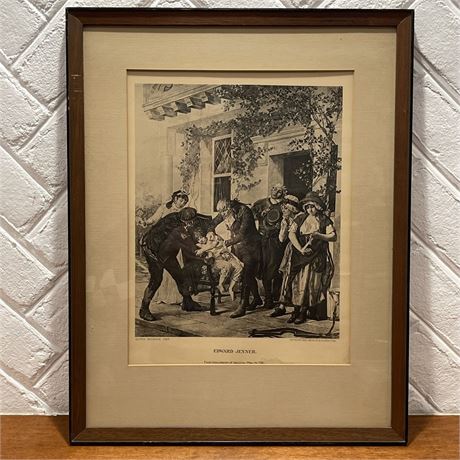 1888 Gaston Melingue "Edward Jenner" The First Vaccine Framed Art Print