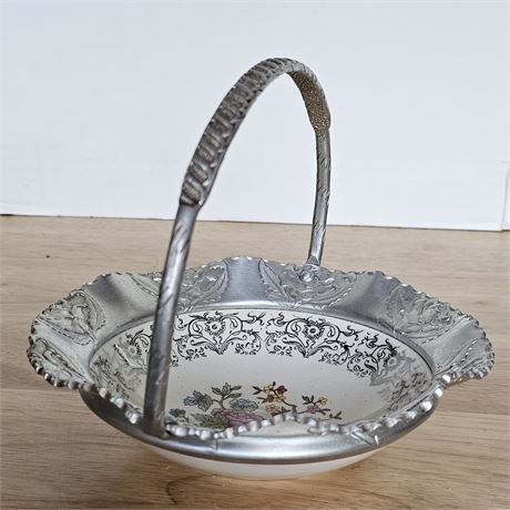 1950's Farbert & Shlevin Indian Tree Porcelain/Aluminum Bridal Basket