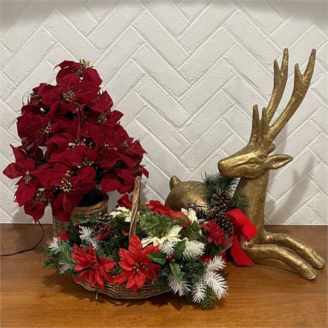 Bundle of Red & Gold Toned Christmas Decor