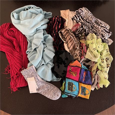 Bundle of Lady's Accessories - Scarves and New Socks