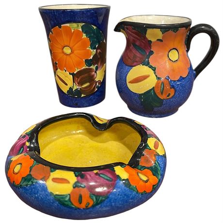 Joseph Mrazek Czechoslovakian Hand-Painted Pottery Pieces