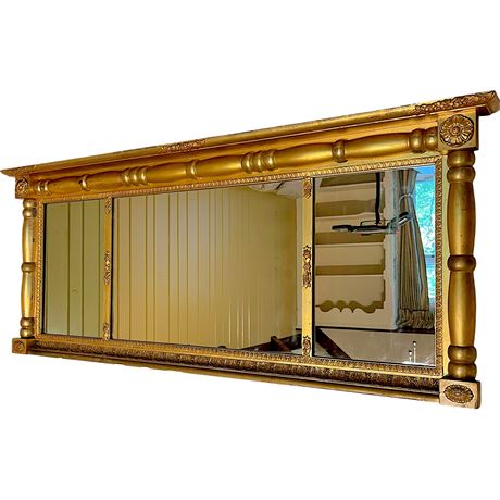 Antique Dolly Madison Type Gilt Three-Panel Overmantel Mirror