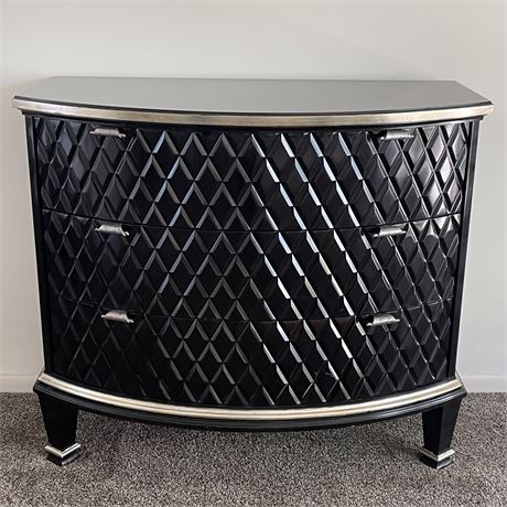 Century Furniture Bow-Front Quilted Ebony Finish Omni Chest of Drawers
