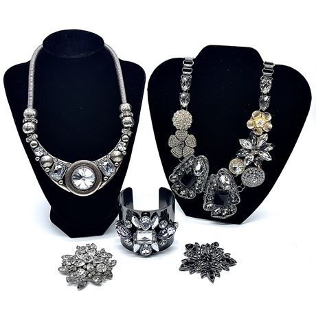 Silver Toned and Rhinestone Costume Jewelry