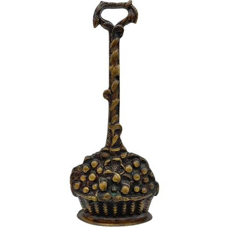 Vtg Solid Brass Door Stop -13" tall